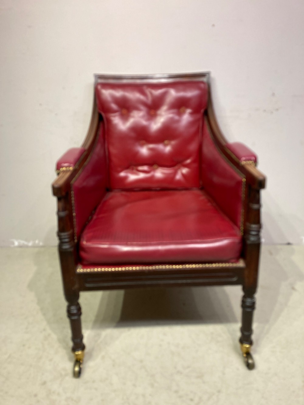 Georgian mahogany library chair. View II