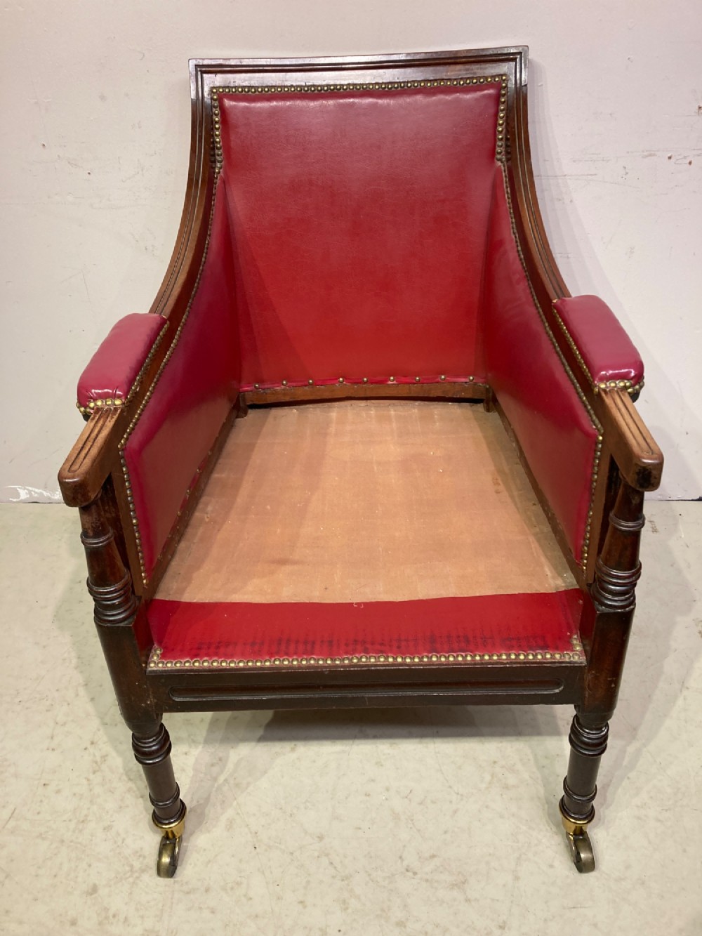Georgian mahogany library chair. View III