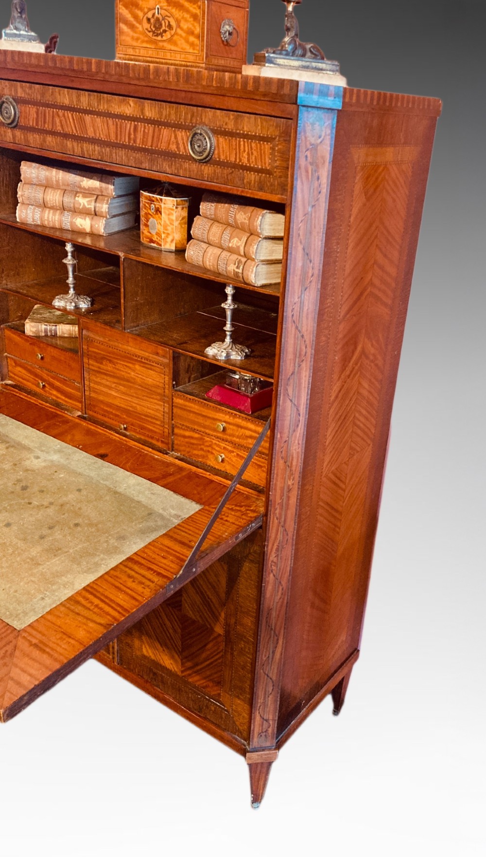 French 19th century satinwood fall front escritoire. View III