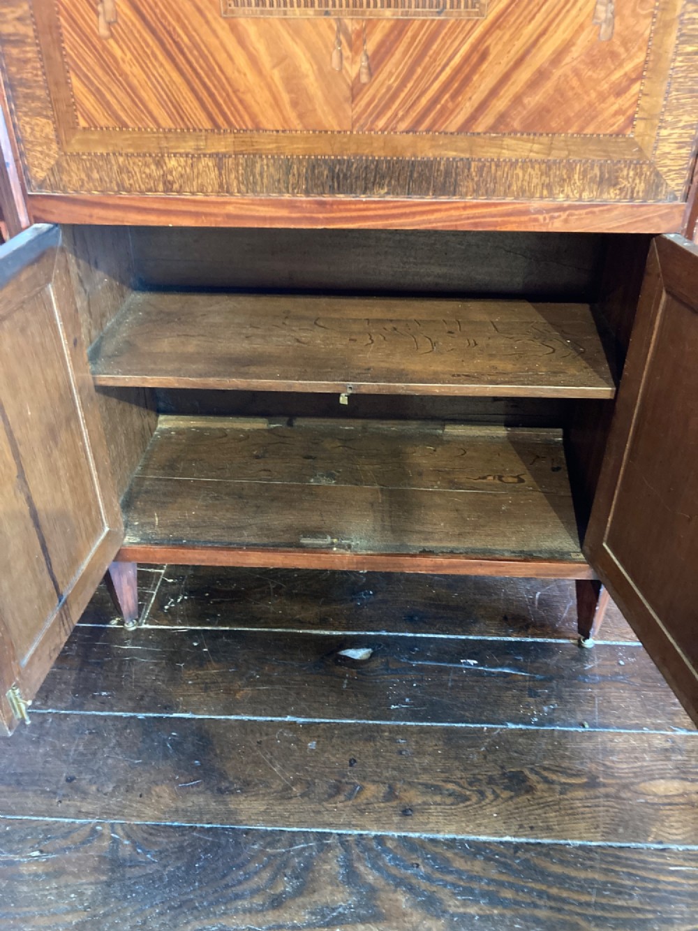 French 19th century satinwood fall front escritoire. View VI
