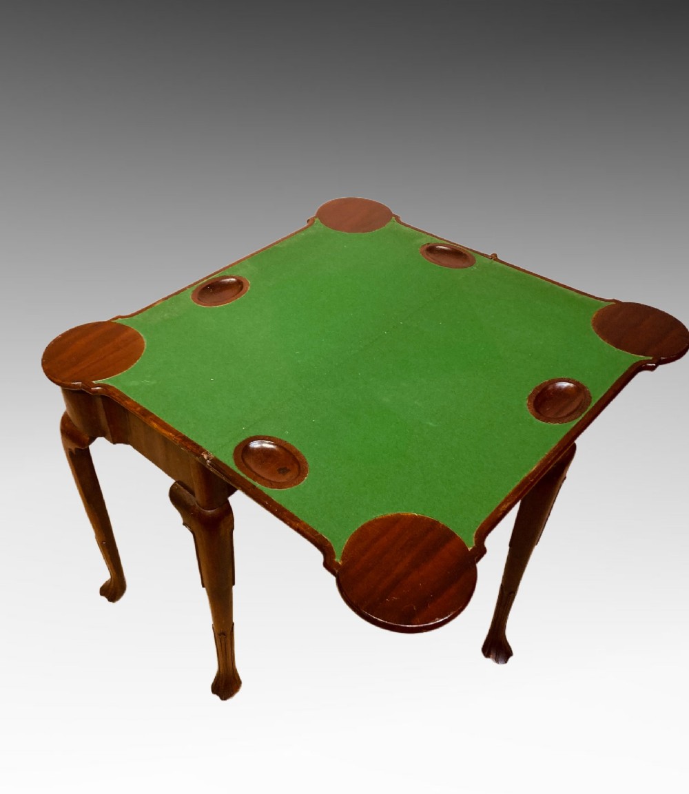 Geo II cabriole leg mahogany games table. View VI