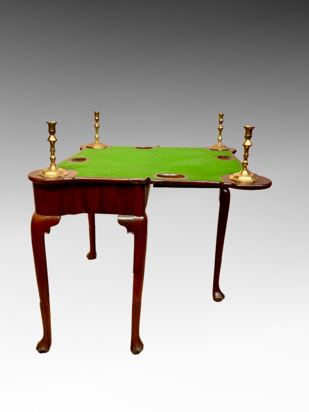 Geo II cabriole leg mahogany games table. View IX