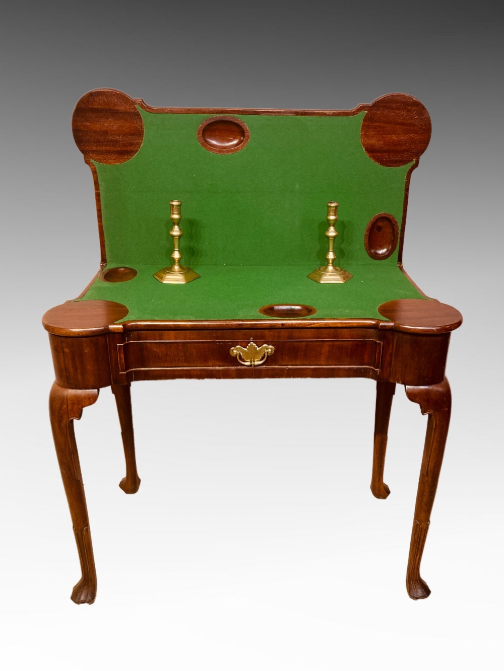 Geo II cabriole leg mahogany games table. View X