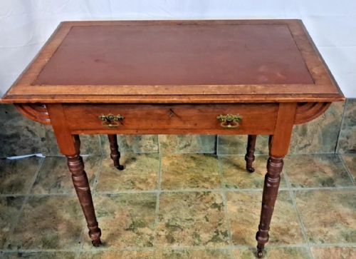Antique Victorian Mahogany Writing Table With Leather top Small and Compact