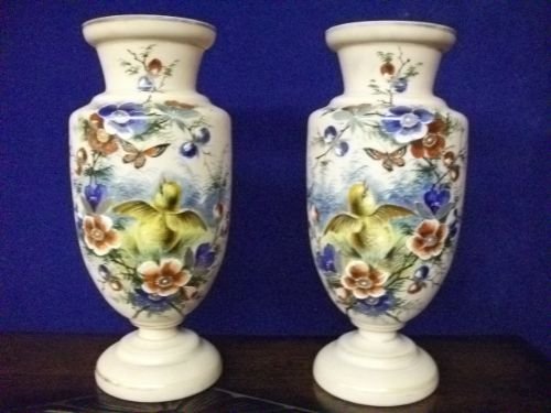 Large Enameled Glass Vases