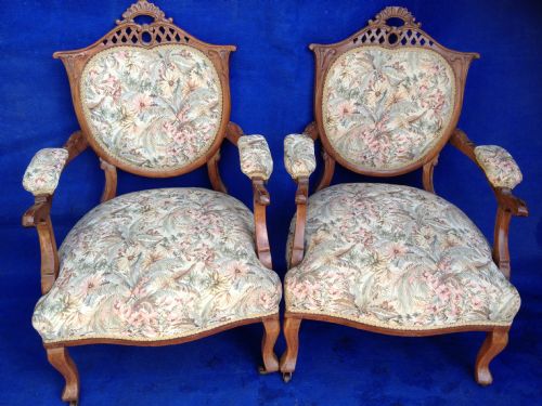 Pair French Walnut Side Chairs