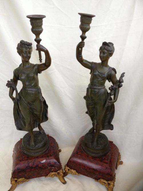 Stunning Spelter Candlesticks