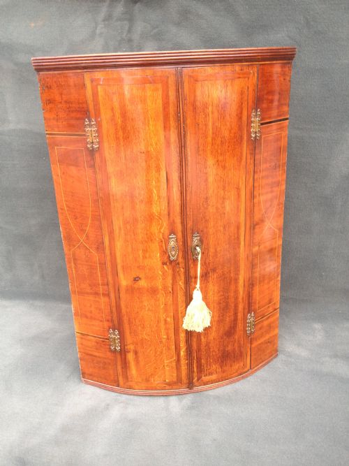 Georgian Inlaid Hanging  Corner Cabinet