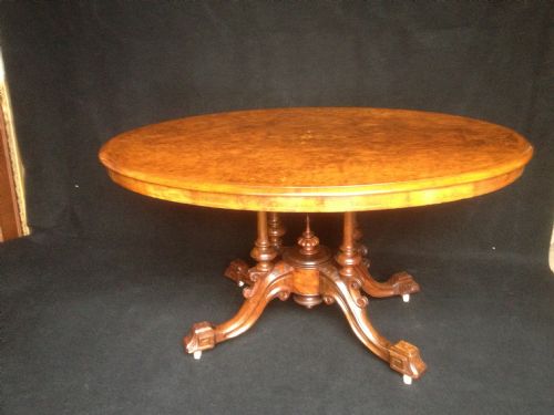 Burr Walnut Inlaid Dining Table