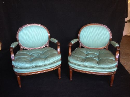 Pair French Mahogany Armchairs