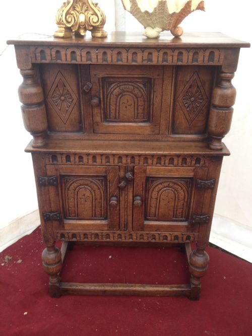 Miniature Ipswich Oak Court Cupboard