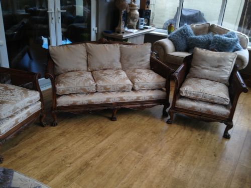 

Stunning Walnut Double Caned 3 Piece Suite