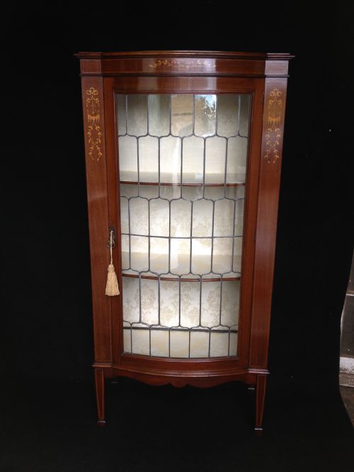 Inlaid Bow Front Display Cabinet