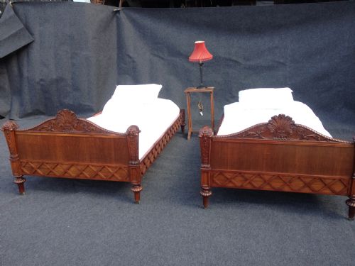 Pair French Mahogany Single Beds