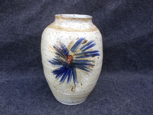 Large Signed Oval Studio Pottery Vase