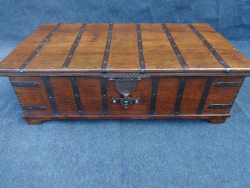 Teak Iron Bound Coffer/coffee Table