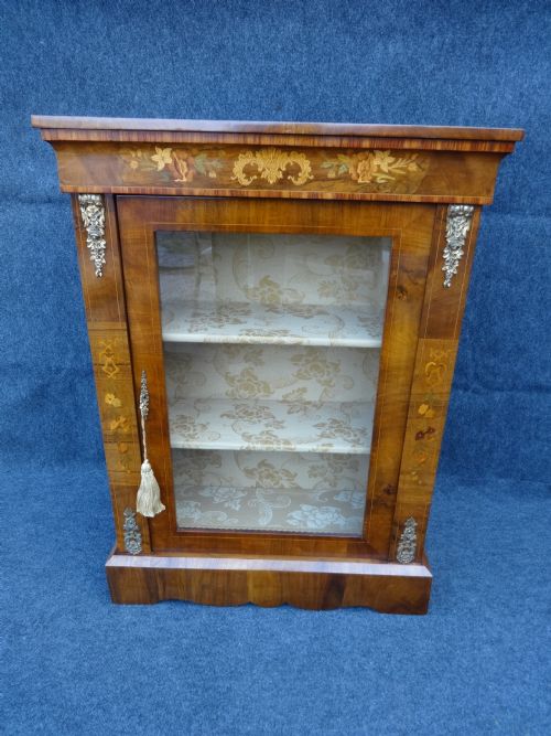 Marquetry Inlaid Walnut Pier Cabinet
