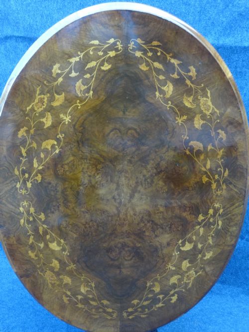 Marquetry Inlaid Burr Walnut Table