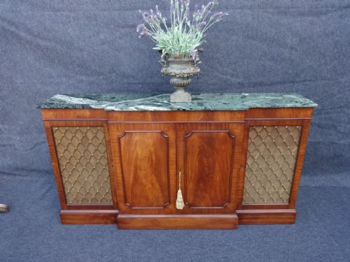 Mahogany Breakfront Side Cabinet with Marble Top