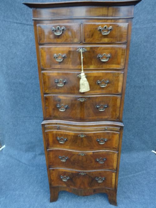 Oak Lined 1920'S Burr Walnut Chest on Chest