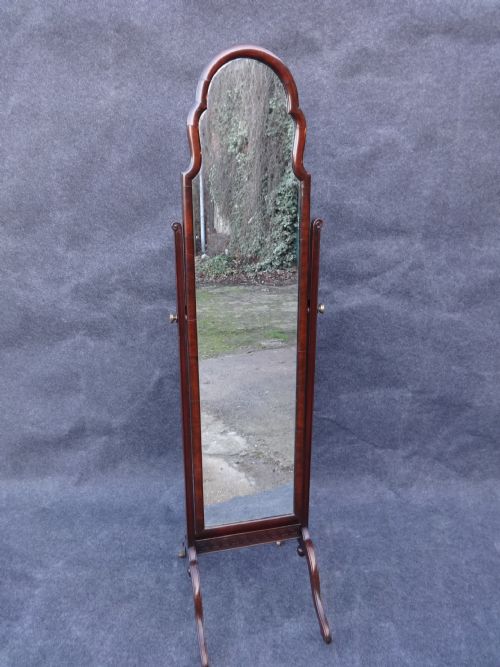 Mahogany Cushion Framed Cheval Mirror