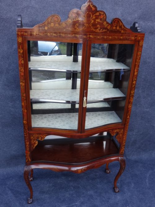 Stunning Floral Marquetry Display Cabinet