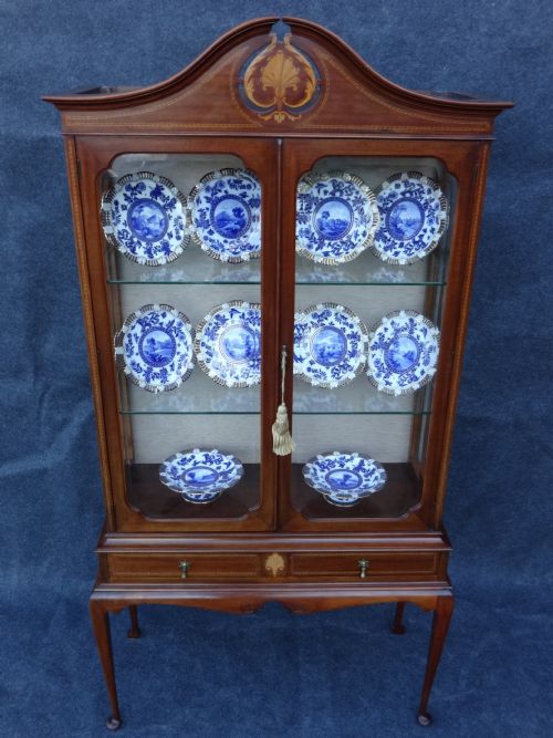 Stunning Inlaid Mahogany Display Cabinet