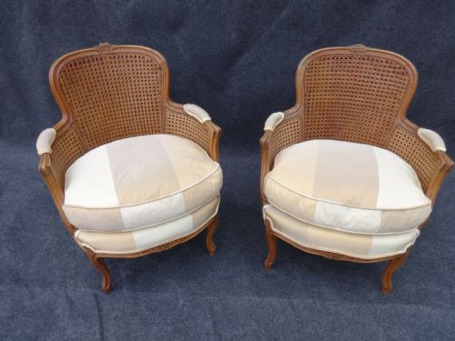 Pair Double Caned Bergere Chairs