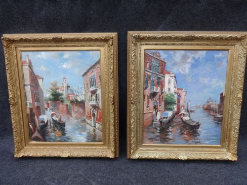Pair Oils on Canvas "Antonio Gravina" 1934-2011