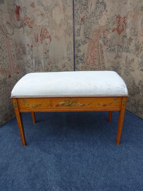 Painted Sheriton Satinwood Duet/piano Stool