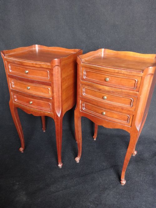 Pair French Mahogany Bedside Chests