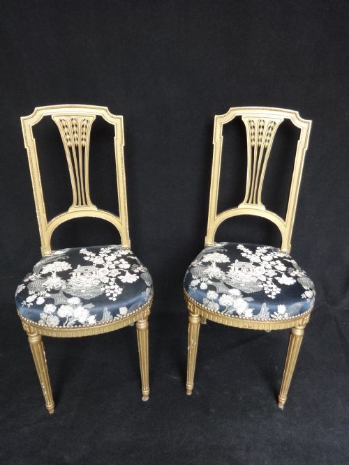 Pair French Gilt Salon Chairs,side Chairs