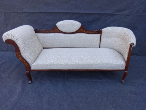 Art Noveau Inlaid Mahogany Chaise/sofa