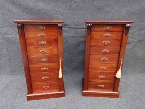 Rare Pair of Mahogany Wellington Chests