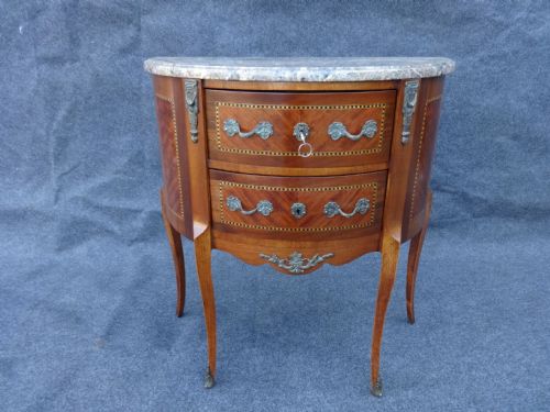 Small Inlaid Bombe Commode Chest of Drawers