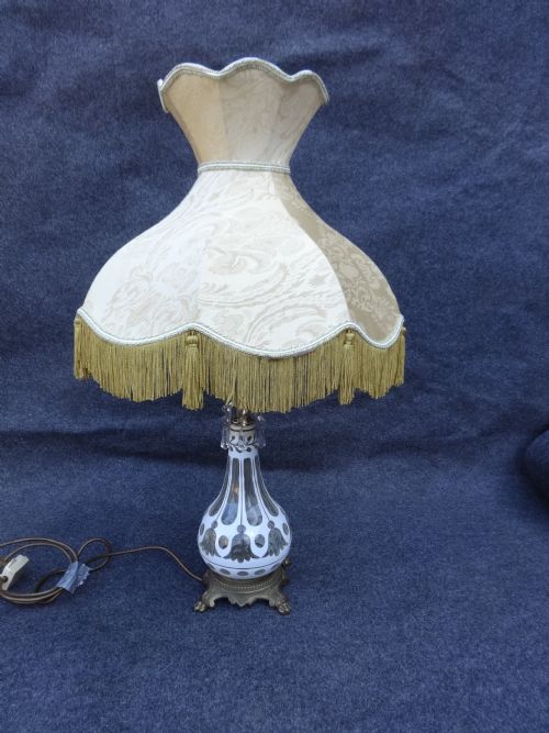 Enameled Overlay Cut Glass Lamp