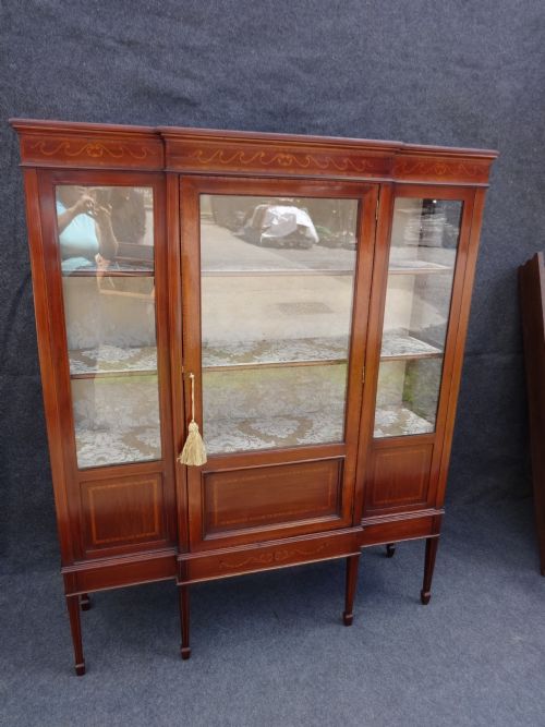 Inlaid Breakfront Display Cabinet by 'Maple & Co'