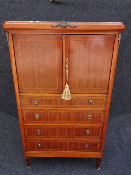 French Tulipwood Inlaid Cupboard on Chest