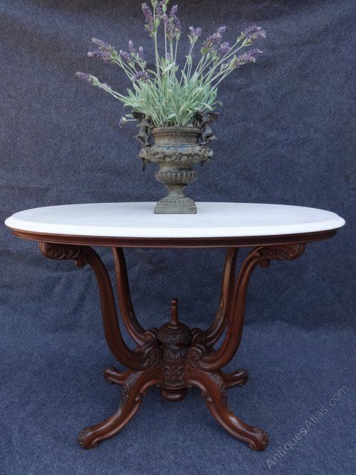 Walnut Center Table with Marble Top