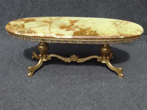 Brass and Onyx Coffee Table