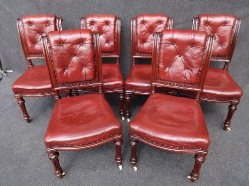 Good Set 6 Leather Covered Mahogany Dining Chairs