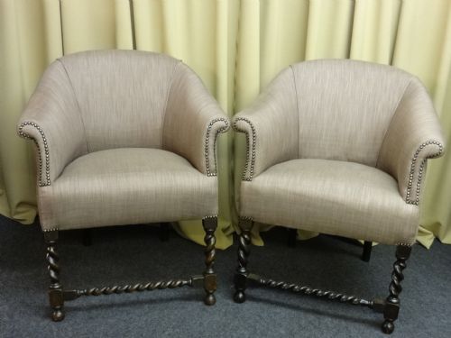 Pair Newly Upholstered Tub Chairs