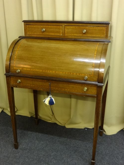 Mahogany Inlaid Cylinder Bureau
