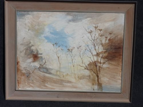 Large Oil on Canvas 'Rooks in Elms'