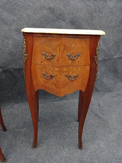fig 1. Pair Marquetry Bedside Cabinet