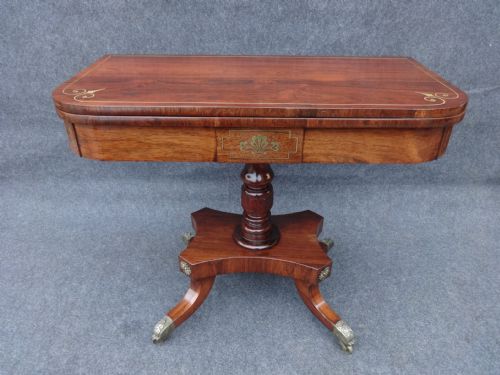 Brass Inlaid Rosewood Cardtable