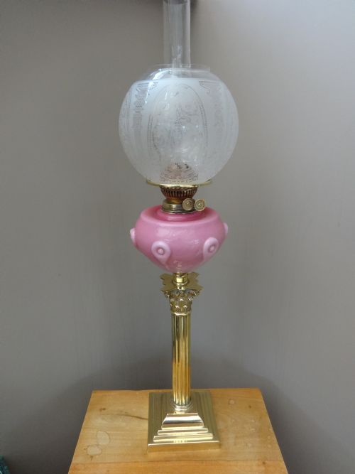 Victorian Opaline Oil Lamp