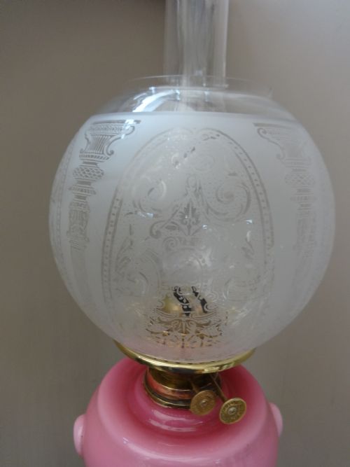 fig 1. Victorian Opaline Oil Lamp