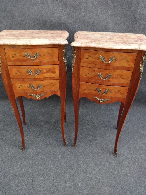Pair French Bedside Chests of Drawers