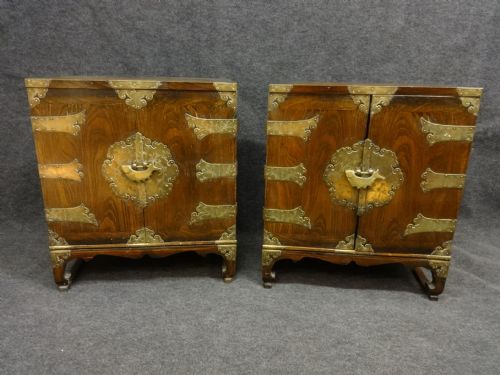 Pair Chinese Elm Table Cabinets